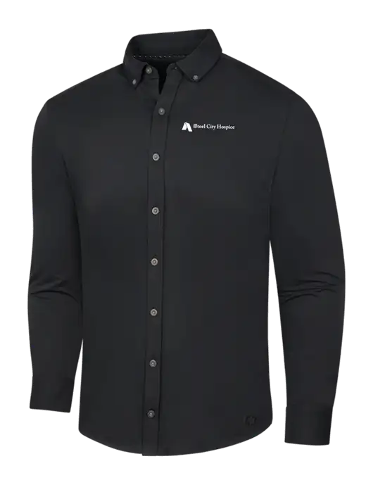 OGIO Blacktop Modern Code Stretch Button-Up Shirt w/Steel City Hospice Logo