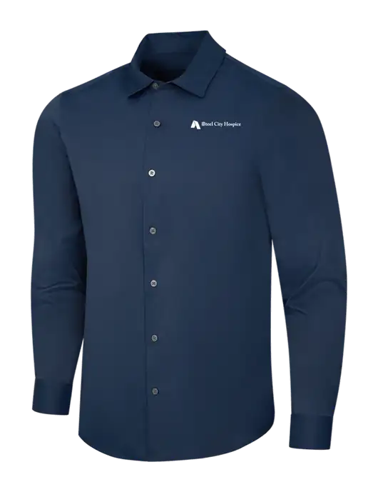 Navy City Stretch Shirt w/Steel City Hospice Logo