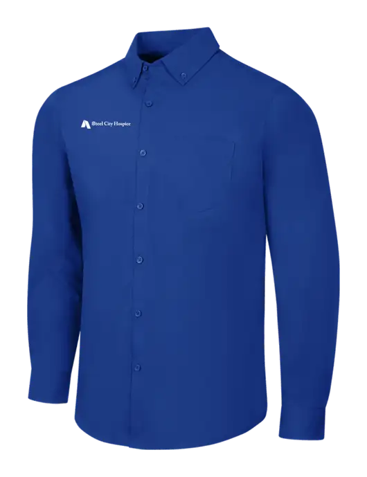 Dark Royal Long Sleeve Carefree Poplin Shirt w/Steel City Hospice Logo