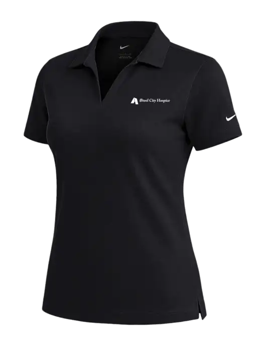 NIKE Black Womens Dri-Fit Micro Pique Polo w/Steel City Hospice Logo