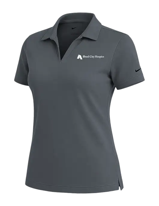 NIKE Dark Grey Womens Dri-Fit Micro Pique Polo w/Steel City Hospice Logo
