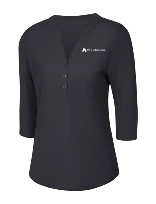 OGIO Charcoal Grey Jewel Henley w/Steel City Hospice Logo