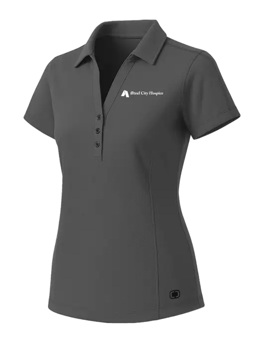 OGIO Womens Medium Grey ONYX Polo w/Steel City Hospice Logo