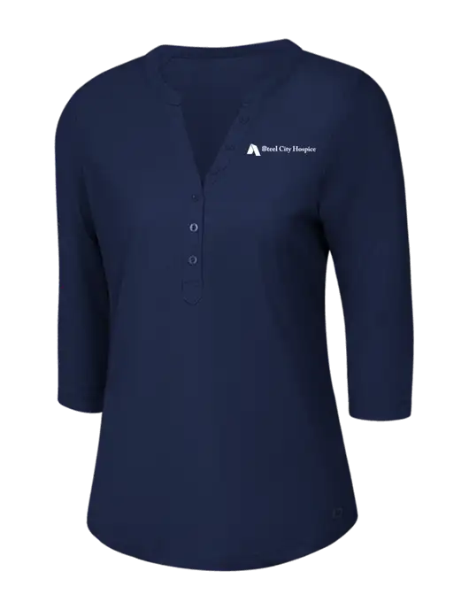 OGIO Navy Jewel Henley w/Steel City Hospice Logo