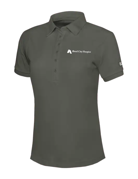 OGIO Womens Medium Grey Jewel Polo w/Steel City Hospice Logo
