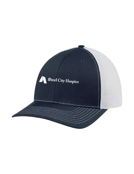 Richardson Adjustable Snapback Original 112 Trucker Cap Navy w/White Mesh w/Steel City Hospice Logo