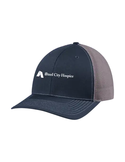 Richardson Adjustable Snapback Original 112 Trucker Cap Navy w/Charcoal Mesh w/Steel City Hospice Logo