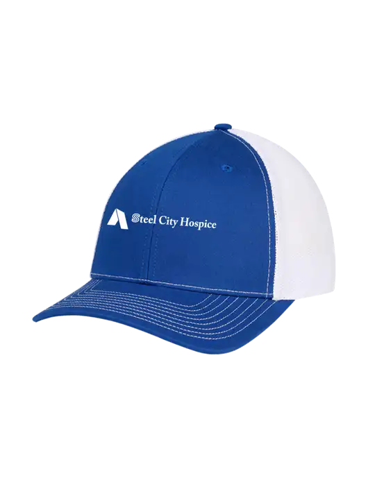 Richardson Adjustable Snapback Original 112 Trucker Cap Royal w/White Mesh w/Steel City Hospice Logo