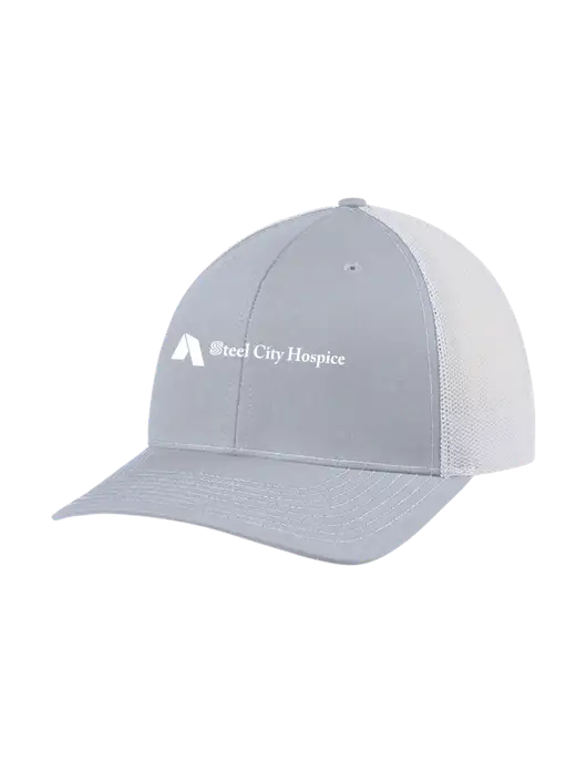 Richardson Adjustable Snapback Original 112 Trucker Cap Light Heather Grey w/White Mesh w/Steel City Hospice Logo
