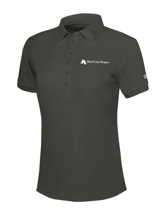 OGIO Womens Dark Grey Jewel Polo w/Steel City Hospice Logo