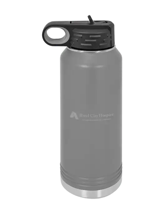 Polar Camel 32 oz Powder Coated Grey Vacuum Insulated Water Bottle w/Steel City Hospice Logo