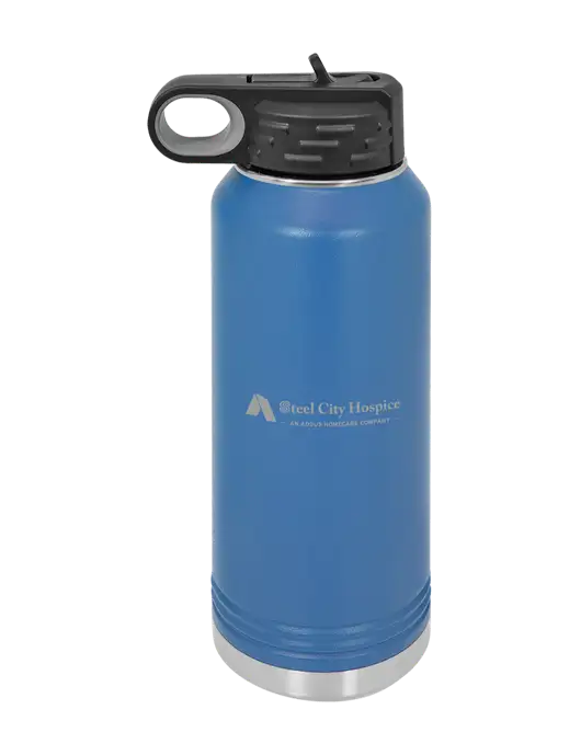 Polar Camel 32 oz Powder Coated Royal Vacuum Insulated Water Bottle w/Steel City Hospice Logo