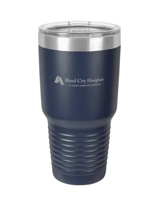 Polar Camel 30 oz Powder Coated Navy Vacuum Insulated Tumbler w/Steel City Hospice Logo