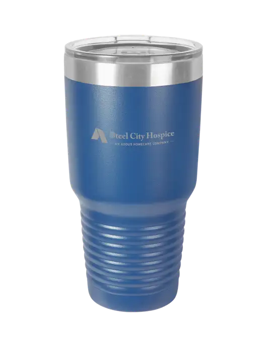 Polar Camel 30 oz Powder Coated Royal Vacuum Insulated Tumbler w/Steel City Hospice Logo