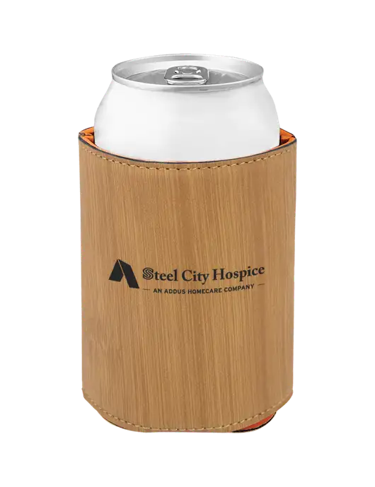 Bamboo Leatherette Beverage Holder w/Steel City Hospice Logo