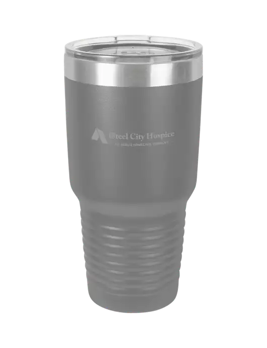 Polar Camel 30 oz Powder Coated Grey Vacuum Insulated Tumbler w/Steel City Hospice Logo