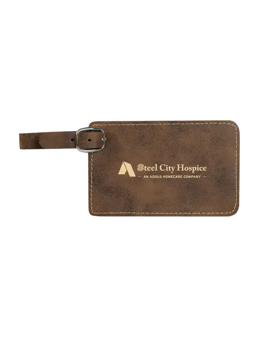 Rustic Leatherette Luggage Tag w/Steel City Hospice Logo