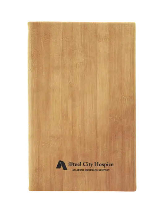 Bamboo Leatherette 5.25 x 8.25 Journal w/Steel City Hospice Logo
