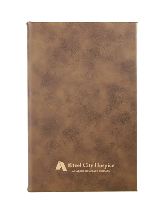 Rustic Leatherette 5.25 x 8.25 Journal w/Steel City Hospice Logo