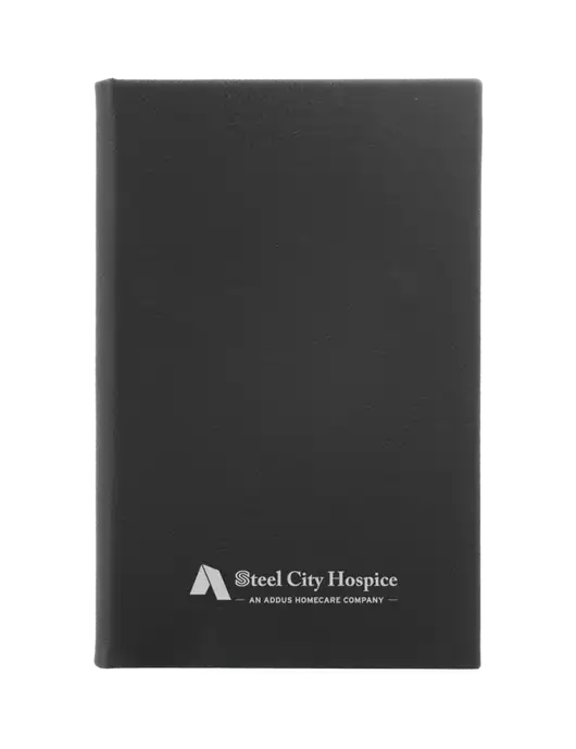 Black Leatherette 5.25 x 8.25 Journal w/Steel City Hospice Logo