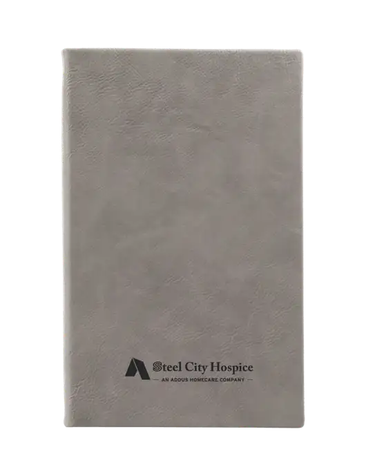 Grey Leatherette 5.25 x 8.25 Journal w/Steel City Hospice Logo