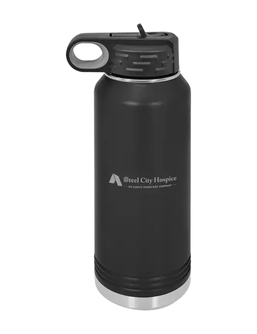 Polar Camel 32 oz Powder Coated Black Vacuum Insulated Water Bottle w/Steel City Hospice Logo