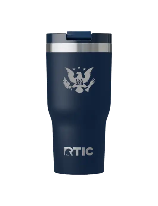 RTIC Essential 30 oz Navy Tumbler w/USA 250 Eagle Logo, Shelter Icon Logo